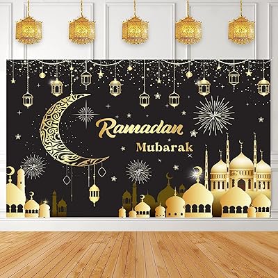 Ramadan background Ramadan Islamic Mubarak Eid Mubarak Ramadan Kareem Eid Al Fit black background and gold lantern Star Mosque Mosque Decor Festival supplies 8 x 6 feet.. Click, pay, receive — DIAYTAR Nigeria makes online shopping seamless.