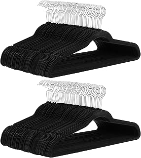 Non -slip velvet hanger fine amazonbasics, pack of 100, black/silver.. DIAYTAR NIGERIA: Bringing the marketplace to every Nigerian with affordable prices and quick delivery.