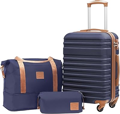 Light TSA Light Cart Luggage, TSA lock travel bag, includes 1 travel bag and 1 toilet bag, blue/brown, 20 inch luggage set, unisex.. DIAYTAR NIGERIA: Where shopping is easy, prices are low, and delivery is just days away.