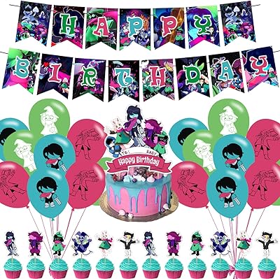 32 Deltarun birthday party decorations pieces, children's party supplies kit with 1 happy birthday banner, 13 decorations for cupcakes, 18 balls, party supplies.. Your complete e-commerce solution, DIAYTAR NIGERIA offers variety and value with nationwide shipping.