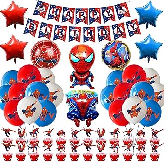 Highland Spiderman birthday decorations - Spiderman balloon banner for cake and cupcake decorations - Spiderman birthday party supplies - Birthday Kit on Spiderman theme.. DIAYTAR NIGERIA: Creating access to affordable products for every Nigerian with our swift delivery service.