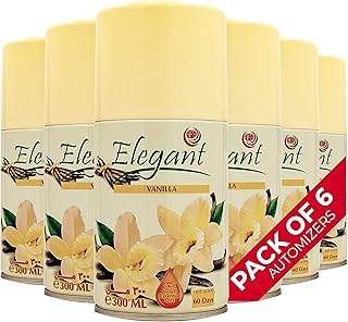 Elegant automatic charging spray - Vanilla - 300 ml - 6 petting of 6 (300 ml x 6 pcs) - Rechargeable deodorant for the house and the bathroom, based on essential oils (pack of 6).. DIAYTAR NIGERIA: Your trusted e-commerce partner with extensive product choices and affordable delivery.