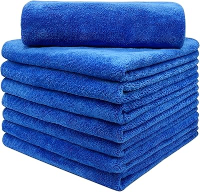 Soft and very absorbent microfiber towels, safe for domestic use, washing, drying and car details, 8 pieces 16 x 24 inch, 400 g/m2 (blue).. DIAYTAR NIGERIA delivers more than products - we deliver affordable solutions within the week.