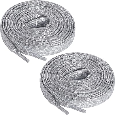 2 pairs of 47 -inch brilliant flat lace laces for sneakers, skateboarding and sporting shoes (silver), silver, one size.. Discover the convenience of DIAYTAR NIGERIA's vast e-commerce platform with delivery in just 5-8 days.