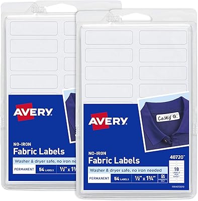 Avery fabric labels without ironing 0.5 "x 1.75", matt white, handwriting only, package of 2, 108 labels in total (32,130).. Find everything you need at prices you'll love with DIAYTAR NIGERIA's comprehensive e-commerce platform.