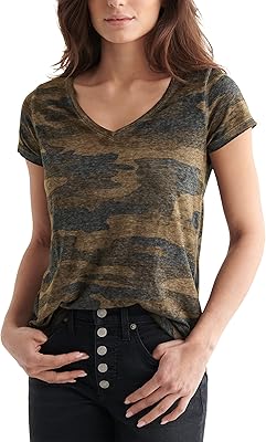 Burnout camouflage t-shirt for woman from Lucky Brand.. DIAYTAR NIGERIA transforms online shopping with competitive prices and dependable nationwide delivery.