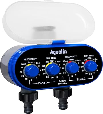 Aqualine garden irrigation control system with two electronic water outlets and timer, blue.. Your complete marketplace solution, DIAYTAR NIGERIA offers unbeatable value with delivery within the week.