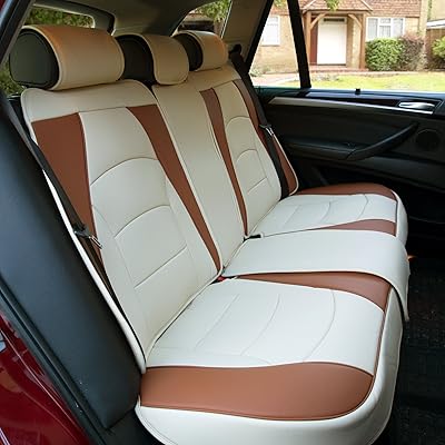 FH Group Rear car seat cover in Beige and Brown imitation leather.. Your ideal shopping companion, DIAYTAR NIGERIA offers unmatched variety with delivery within a week.