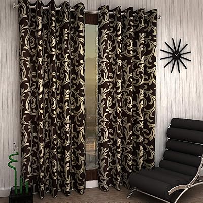 Home Sizzler Polyester Door Curtains, Lot of 2 rooms, Size 116 x 210 cm, Brown color, foldable.. Shop smarter, not harder with DIAYTAR NIGERIA - thousands of products at your fingertips with affordable delivery.