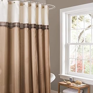 Lush Bath Curtain Decor Beige/Ivory Terra, made of neutral striped fabric for bathroom decoration, 72 inch.. Experience the future of shopping with DIAYTAR NIGERIA's extensive selection delivered in just 5-8 days.