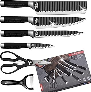 Set of professional steel professional kitchen knives stainless steel with high carbon content with ABS plastic handle, ergonomic design for men and women.. Shop from anywhere in Nigeria and receive your DIAYTAR purchases at affordable prices within a week.