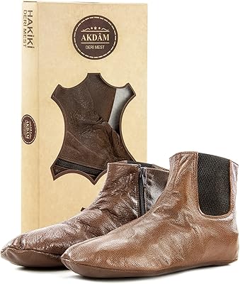 Khuffan socks in halal real leather with zipper | Sunnah khuff mosque socks, black, size: us, brown goat skin, 15 women/12 men.. DIAYTAR NIGERIA brings online shopping to every Nigerian with affordable prices and reliable shipping.