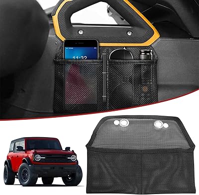 Passenger storage bag Ford Bronco - Track organizer with side handle of central control, side storage pocket in suspended mesh for Ford Bronco 2021 2022 2/4 interior accessories.. Shop with intention at DIAYTAR NIGERIA, offering thousands of products at budget-friendly prices.