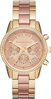Ritz Michael Kors watch for women, 37 mm housing size, quartz chronograph movement, stainless steel bracelet, pink, 37 mm.. Shop with confidence at DIAYTAR NIGERIA, offering thousands of products with budget-friendly shipping.
