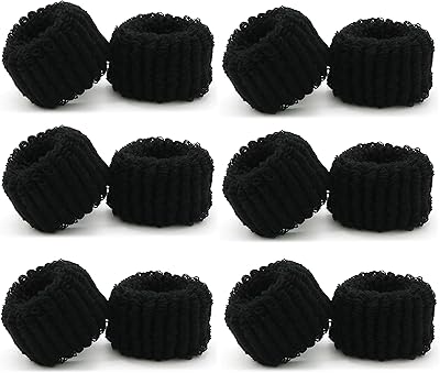 (12 black pieces) - Large elastics with cotton hair soft and thick sponge for ponytail, black (12 black pieces).. Need it fast? Need it cheap? Choose DIAYTAR Nigeria.