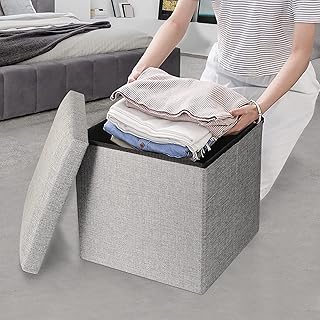 Foldable storage pouf, cube footrest, padded square pouf with cover, folding chair 38 x 38 x 38 cm, gray (gray - 38 x 38 x 38 cm).. DIAYTAR NIGERIA transforms how Nigerians shop with our affordable prices and dependable shipping times.