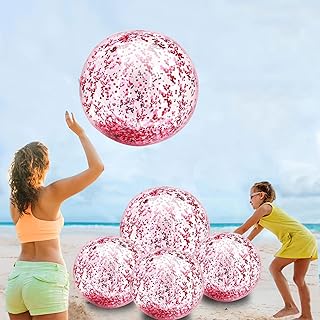 Package of 5 large beach balloons, giant, inflatable confetti balls, transparent beach balls, outdoor toys, summer party gifts for children and adults.. DIAYTAR NIGERIA brings quality products to every corner of Nigeria at prices everyone can afford.