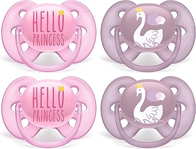 Extra sweet pacifier Philips Advent 6-18 months, Hello Princess & Swan Designs, package of 4, SCF223/42, Rose.. Shop confidently on DIAYTAR Nigeria — everything you need, delivered quickly.