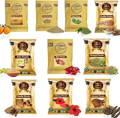 Multani Multani Mitti, Chandan, Orange, Neem, Rose, Amla, Reetha, Shikakai, Bhringraj, 40 grams, 40 grams each.. DIAYTAR NIGERIA makes quality accessible with our affordable prices and dependable delivery service.