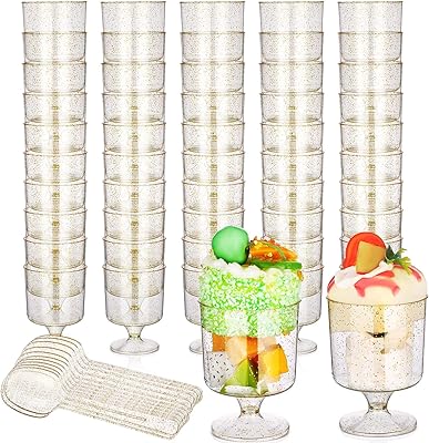 50pcs 6oz dessert cups with 50 disposable plastic spoons gilded flavor tasting.. Experience the DIAYTAR difference with our vast product selection and delivery within 5-8 days.