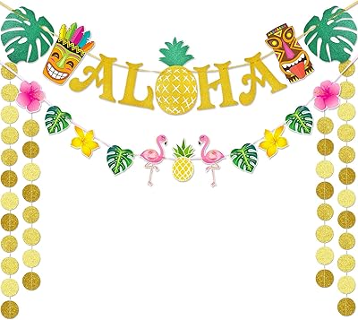 Wernnsai Party Decorations Hawaiian Aloha Tiki Luau Flamant Rose and Pineapple Supplies.. DIAYTAR NIGERIA brings the market to your screen with thousands of affordable products delivered to your door.