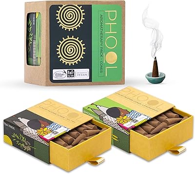 Pack of 2 coeces of natural aromatherapy incense (80 incense cones | 2 perfumes, tea tree and lemongrass) + 1 ceramic support offered | Manche | without sulfur or coal | 100% organic (500g).. DIAYTAR NIGERIA: Putting quality products within reach of every Nigerian through our affordable marketplace.