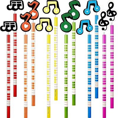 12 Musical themed pencils, Siusi musical notes pens for children, colorful wooden pencils with pretty patterns of cartoon music instruments for children, school supplies.. DIAYTAR NIGERIA makes quality accessible with low prices and reliable 5-8 day nationwide delivery.