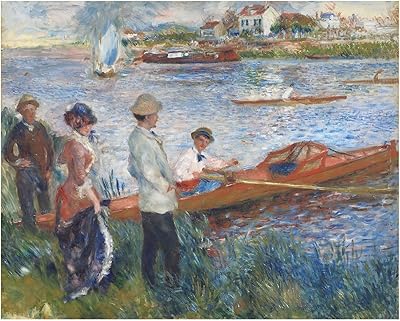 Printed poster of Pierre-Auguste Renoir Ramers to Chatou Paysage of countryside on canvas for decoration.. Shop confidently with DIAYTAR NIGERIA's vast product range and budget-friendly nationwide shipping.