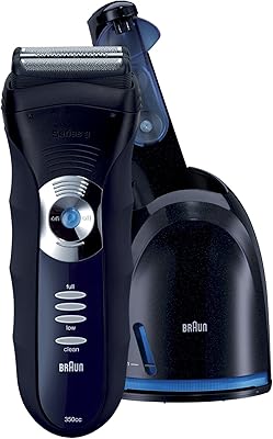 Electric razor with braun men series 3 350cc with charging station, black/blue.. Shop with purpose at DIAYTAR NIGERIA and receive quality products at budget rates within 8 days.