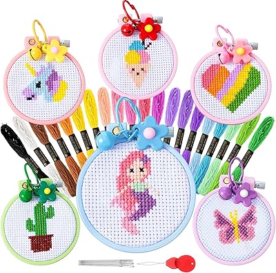 6 sets of cross stitch kits for beginners for children from 7 to 13 years old, embroidery kits for beginners at the cross stitch stamped, backpack kits for beginners with instructions, embellishments and manual work.. Shop with purpose at DIAYTAR NIGERIA, where diverse selection meets budget-friendly nationwide delivery.