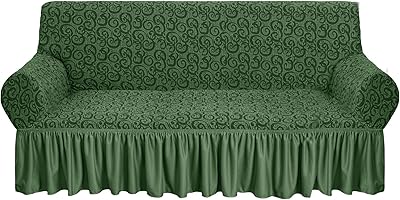Sofa cover woven in jacquard fabien, expandable sofa cover, furniture protective cover compatible with sofa and standard chair (3 places, olive green).. Shop smart with DIAYTAR NIGERIA, offering a vast product range delivered to your doorstep within a week.