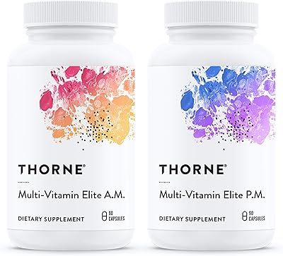 Daily multivitamin supplement Thorne with AM formula which supports the production of cellular energy and PM formula which promotes restorative sleep - gluten -free or dairy products - 180 capsules - 30 portions.. No hassle, just shopping — DIAYTAR Nigeria delivers in under 8 days.