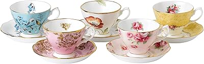 Set of tea and saucer 5 pieces royal albert 100 years 1950-1990.. Experience budget-friendly shopping at DIAYTAR NIGERIA, Nigeria's premier online marketplace with quick delivery.