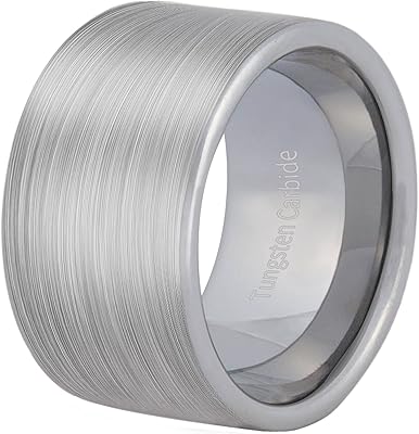 Silver ring for men 14 mm Large tungsten carbide strip of cool wedding engagement hose cup finish matt finish comfortable adjustment.. Experience the satisfaction of affordable shopping with DIAYTAR NIGERIA's nationwide 5-8 day delivery.
