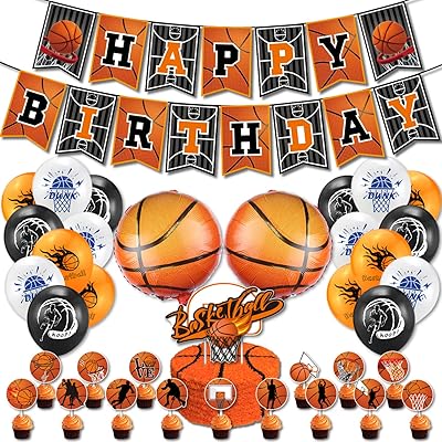 Set of basketball birthday party supplies, aluminum latex balloons, birthday balls on the theme of sport, sports celebration decoration for boys.. Experience budget-friendly shopping at DIAYTAR NIGERIA, Nigeria's premier online marketplace with quick delivery.