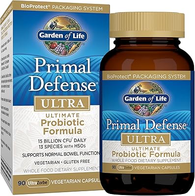 Complete Probiotic food supplement Garden of Life - Ultra Ultimate Primal Defense Probiotic Supplement to maintain intestinal and digestive health, 90 vegetarian capsules.. Browse endless categories on DIAYTAR Nigeria — your items delivered in just days.