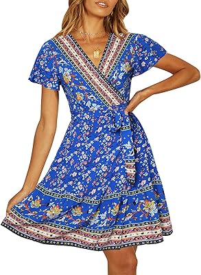 Summer dresses portfolio with bohemian floral print for women, ruffled hem, short sleeves, V-neck, S-XL beach dresses, s.. DIAYTAR NIGERIA makes quality accessible to all with our affordable prices and quick delivery service.
