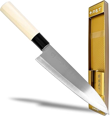 Japanese chef's kitchen knife Seki Japan Tsubazu, stainless steel gyuto knife, Shiraki handle, 185 mm (7.3 inches).. Say goodbye to long wait times — DIAYTAR Nigeria ships in just 5–8 days!