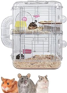 Interior hamsters, travel cage for small animals, suitable for dwarf hamsters, hedgehogs, gerbilles, guipo, chameleons, lizards, iguanas, snakes, bearded dragons, frogs, etc. (2 bridges).. No delays, no drama — just fast, affordable shopping with DIAYTAR Nigeria.