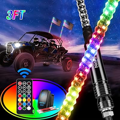 2 pieces 3 feet spiral RGB LED night light with hunting light/dance light RF remote control antenna pneumatic whip lit for can-am atv utv rzr polaris dune buggy 4 wheels all-terrain truck, 2 years warranty.. DIAYTAR Nigeria brings you closer to everything you need — fast delivery, low costs, and variety.