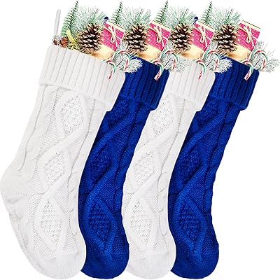 Set of Kunida Christmas socks, 14 -inch white and blue knitted stockings for Christmas decorations, 4 pieces.. Shop millions of products across categories on DIAYTAR Nigeria — delivered right to your door.