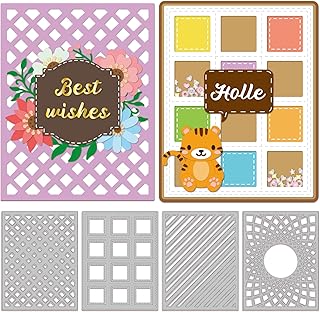 Infunly 4 Pieces Set of Cutting Matter Cutting Methles Cut Case, hollow diamond frame with square dots cut for the manufacture of cards and decoration of scrapbooking album DIY.. DIAYTAR NIGERIA: Where smart shoppers find everything they need at prices they can afford.