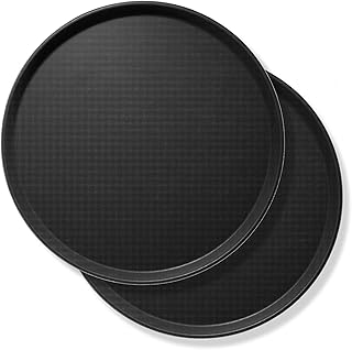 Round non-slip service tray in 14 inch glass fiber for restaurants, holidays and breakfast in 2 room fiberglass (black).. From phone accessories to home decor — DIAYTAR Nigeria ships it fast.