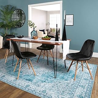 Kalina carpet washable Talita Kalina, foldable foldable persian carpet for bedroom living room (blue, 160 x 230 cm).. DIAYTAR NIGERIA: Your trusted partner for affordable online shopping with reliable delivery timeframes.