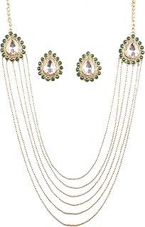 New set of Indian jewelry inspired by Bollywood, set of intertwined pearl jewelry, set of gold jewelry collar for women, rhinestones.. Your one-click solution to affordable shopping, DIAYTAR NIGERIA delivers quality products nationwide.