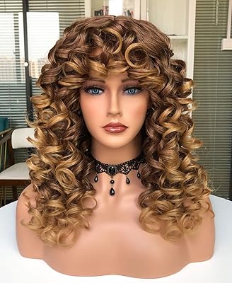 Annivia curly wig with bangs for black women, long -haired long curved blonde wigs for daily use, 17 -inch cosplay.. DIAYTAR NIGERIA: Making online shopping accessible with affordable prices and nationwide delivery service.