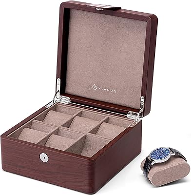 Flando watch storage box for men, 6 woven leather locations, watch support with soft cushion, gift for fathers, husbands and friends, brown.. DIAYTAR Nigeria: Where affordability meets speed and quality.