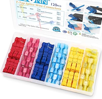 Wawasia 120 pieces T-TAP wire connectors, waterproof quick spray wire terminals, Assortment kit of Quick male disconnection terminals isolated with storage case.. DIAYTAR NIGERIA: Where every purchase is affordable and delivery is always within a week.