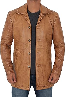 Leather coats for men - Long leather jacket in vintage leather style for men, super - camel brown car coat, xl.. Experience the ultimate in shopping convenience with DIAYTAR NIGERIA's vast catalog and 5-8 day delivery.