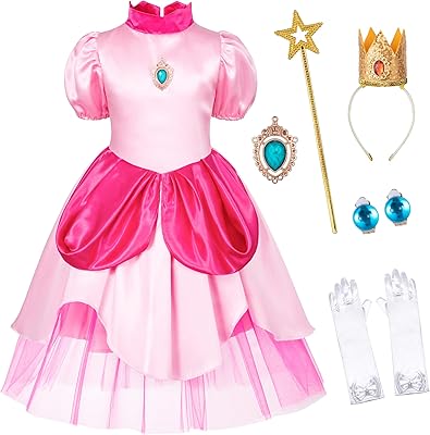 Set of princess peach deluxe princess costumes - princess costume peach with accessories aged 2 to 11 years old.. Big selection, small prices — shop now on DIAYTAR Nigeria.